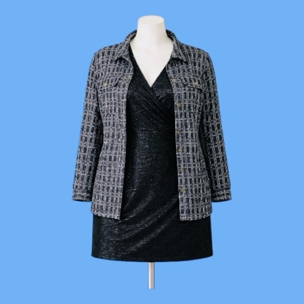 Torrid Black and Silver Plaid Blazer - Picture 4 of 7